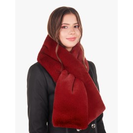 Futrzane Modern Scarf - Womens Faux Fur Stoles Wraps - Soft Collar for Jackets (Red Modern)