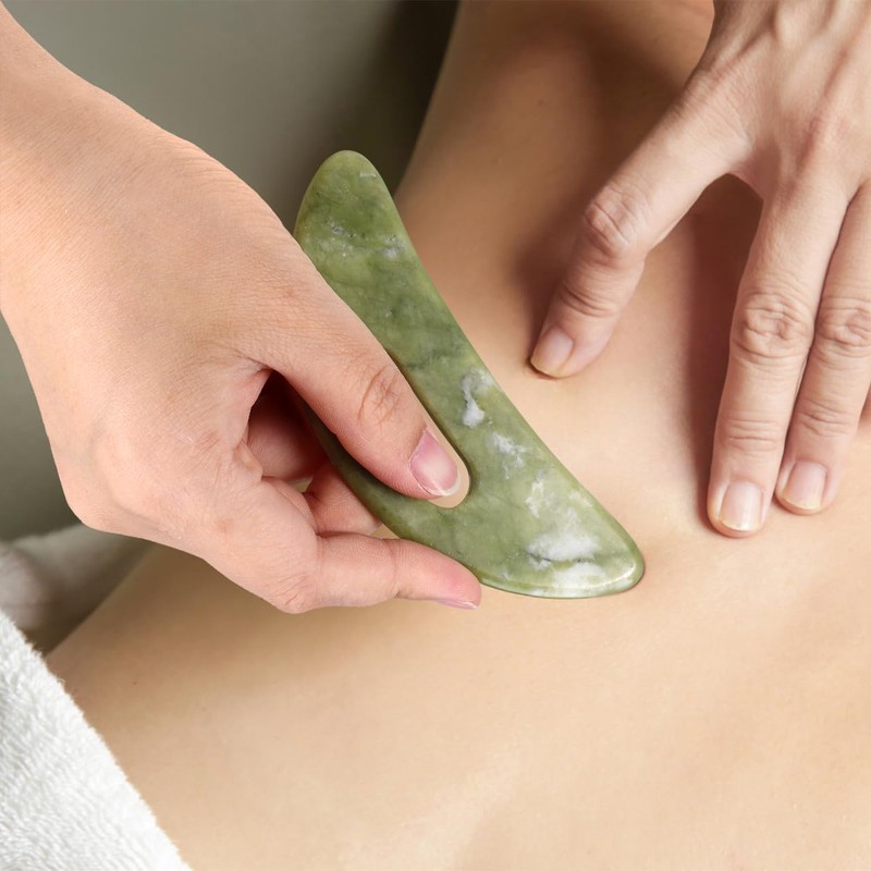 Jade Stone Gua Sha Massage Tool Guasha Board with Handle