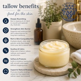 Bálsamo de sebo de res alimentado con pasto batido infundido con azul de metileno de AzulBotanicals, antienvejecimiento, humectante, estrías, rosácea,