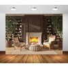 Loccor 5x3ft Fabric Living Room Fireplace Backdrop Interior White Fireplace