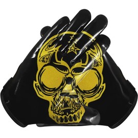 Glorious Traders Football Gloves for Adult and Youth - Ultimate Performance Booster With Super Sticky Grip (Black, Youth Medium)