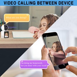 3T6B Video Calls Smart Camera, Baby Monitor Video Surveillance, 2.8 Inch HD Display, with IR Night Vision, Rotating Wide Angle Camera with Two-Way Audio, for Pets, Household, Baby Monitor
