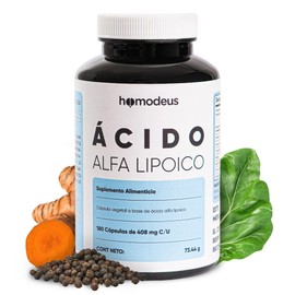 cido Alfa Lipoico ALA 180 Cpsulas Veganas 408 mg cu  700 mg por porcin con Crcuma 110 mg y Pimienta Negra 6 mg  Suplemento Alimenticio Rutina Diaria  