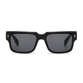 YAMEIZE Vintage Square Sunglasses for Women - Men Retro Rectangle 90s Sunglasses Thick Frame UV400 (Black Black)