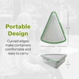 MyGo Container Pizza Slice To-Go Compartment Container, 9-1/4" X 8-1/4" X 2-1/2", Reusable, Microwave Safe, NSF Certified, Smoke/Green