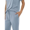 Women's Bamboo Pajamas Set with Two Pockts Short Sleeve Crew