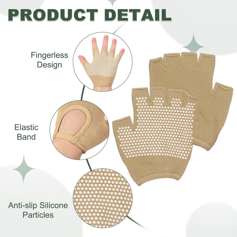 YELARXI Yoga Gloves, Non Slip Fingerless Pilates Gloves Breathable Exercise