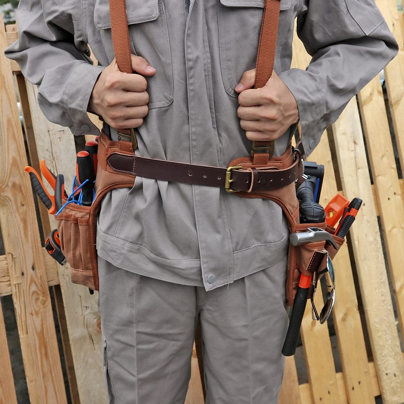 TOURBON Canvas Tool Belt 42 inch Comfort Lift Combo Tool