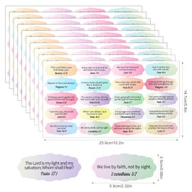 Tinoaly 200pcs Bible Verse Stickers, Multicolored Self-Adhesive Motivational Religious Stickers, Rectangular Scripture Quote Decals for Laptops Bottles Crafts