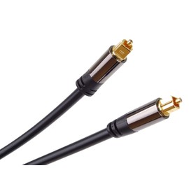 PremiumCord 2m TOSLINK Optical Audio Cable External Diameter 6mm HQ Audio Soldered Black Silver Gold