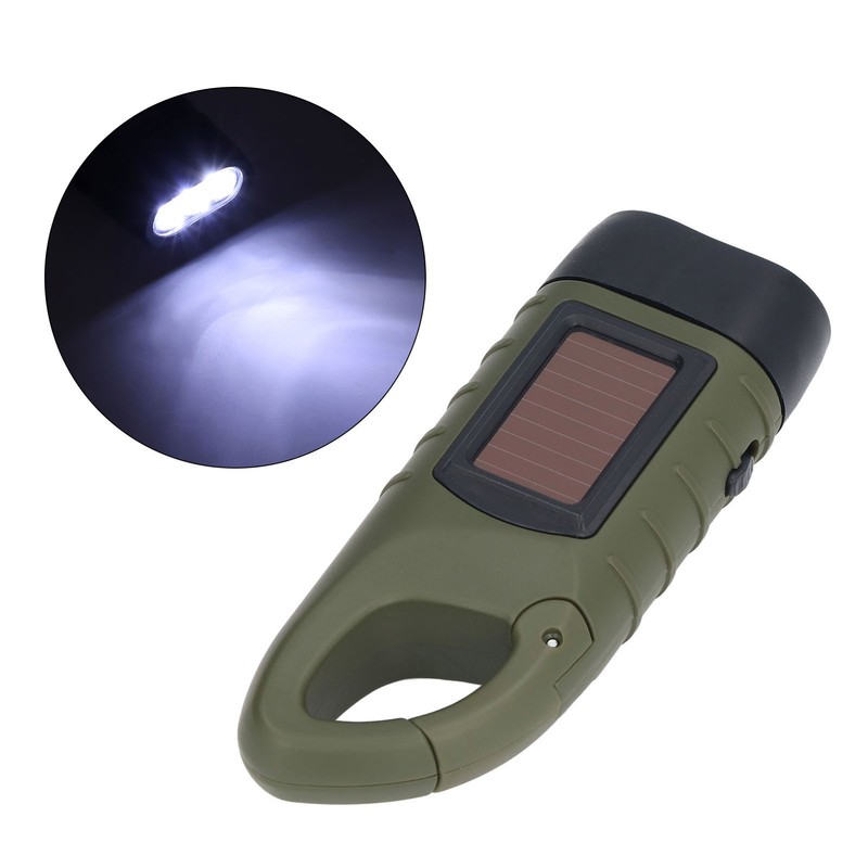 Solar Hand Crank Flashlight Emergency LED Portable Torch for Climbing