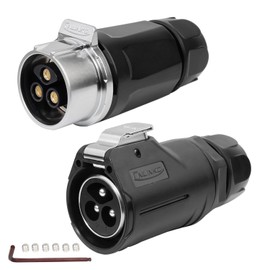 CNLINKO LP-28 3-Pin Screw Lock Waterproof Connector, IP68 Aviation Circular Quick Plug, M28 Male & Female Plug Pair (LP28 3-Pin Screwing)