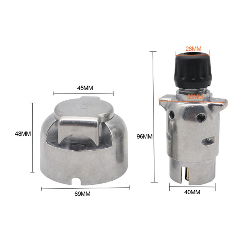 Trailer Plug Socket Kit Aluminum Alloy DC12V 7 Pin Plug