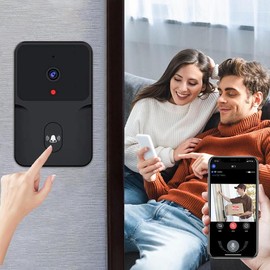 Smart Doorbell Wireless Remote Video Doorbell with Chime,IR Night Vision, 2-Way Audio,Home Intercom HD Wide Angle View Security Doorbell, M8-black wyze cameras - Color: black