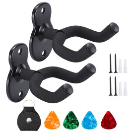 Donux Donux Guitar Wall Mount,Ukulele Hanger Hook Holder Stand Guitar Hangers Hooks for Acoustic Electric Bass Guitars and Ukulele (2 Set)