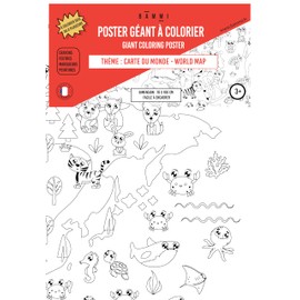 BAMMI Giant Colouring Poster The World of Animals 100 cm x 70 cm - Framed - High Quality Paper 150 g/m² - Made in France