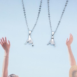 Tebliomro Stocking Stuffers Matching Couple 2 Pcs Set Pinky Promise Necklace for Him Her Best Friends Matching Necklaces Jewelry Gift Birthday Christmas Silver