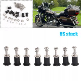 Unbranded 8PCS For Harley Headlight Bucket Nacelle Stainless Steel & Rubber Well Nut Set