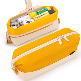 Cute Pencil Case, OLIYuMi Pencil Pouch Pencil Bag Storage Box Stationery Organizer Makeup Bag with Zipper Closure for Student Office College Boys and Girls (Mix Yellow)