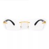 Street Knitted Gold Frame Rimless Mens Black Woodgrain 90s Rectangle