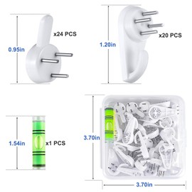 YOGEERNIC Invisible Picture Hanging Kit, Demage-Free Wall Hangers for Frames, Clocks, Decorations(45 Pcs), No Trace Nail Hooks for Drywall, Concrete, Wood, Brick, Wallpaper - Includes Mini Level