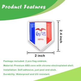 Newperlite Iowa Flag Decal Sticker Car Emblem Iowa Flag Car Decoration Accessories Chrome Shield for Truck Vehicles Cars, 2 Pack