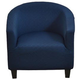 AIMENJOY Jacquard Club Chair Covers, Stretch Tub Chair Cover with Cushion Cover Leather Tub Chair Slipcover Pattern Washable non Slip Furniture Cover for Dining Living Room Reception (Navy)