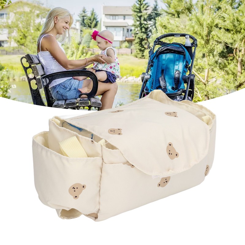 Baby Stroller Bag Stylish Portable Multipurpose Large Capacity Multiple Compartments