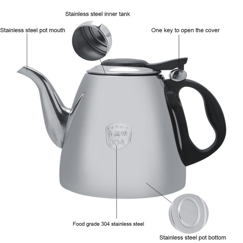 1.2l 1.5L Stainless Steel Stove Top Teapot Tea Coffee Pot