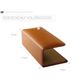 DELMON VARONE - Letter Stand Made of Premium Leather Boxcalf Brown, Genuine Leather Table Organiser for Storing Letters, Documents and Brochures, Organiser for Desk and Office with Metal Insert