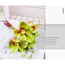 Artificial Cymbidium Orchids Artificial Orchids 12 Bunch Artificial Flowers Outdoor Fake Flowers Green Shrubs Plants for Wedding Decoration Home Decoration (Green)