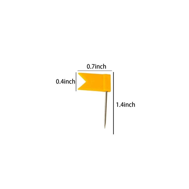 Drawing Pins 100pcs,Yellow Flag Map Push Pins,Travel Map Pins,Push Pins