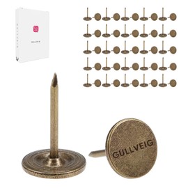 Gullveig Bronze Push Pins Heavy Duty Thumb Tacks, Flat Upholstery Tacks and Long Carpet Tacks, Decorative Nails for Wood, Fabric and Upholstery, 50 Count