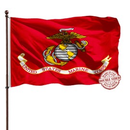 US Marine Corps USMC Flag Outdoor 3x5 Double Sided- 3Ply 240D 4 Rows Stitched- United States Marine Corps Flag- UV Fade Resistant With Canvas Header & 2 Brass Grommets