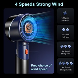 Guirble Handheld Fan,Portable Turbo Fan,Powerful Personal Fan(7000rpm High-Speed Motor,Battery Work 3-16 H),USB Rechargeable Mini Handheld Fan for Travel/Outdoor/Gift/Makeup (Navy Blue)