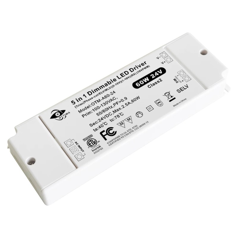 ETL Approved DC24V Triac Dimmable/0-10V/1-10V/10V PWM/Potentiometer 5 in 1 Dimmable