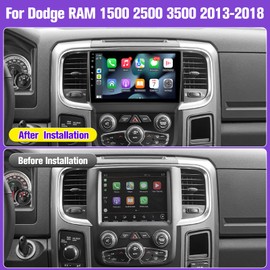 Car Radio Stereo for Dodge RAM 1500 2500 3500 2013 2014 2015 2016 2017 2018 2019 with Wireless CarPlay Android Auto, 10.1inch Touch Screen Radio with Bluetooth GPS FM SWC (Auto AC 2G RAM 32G ROM)