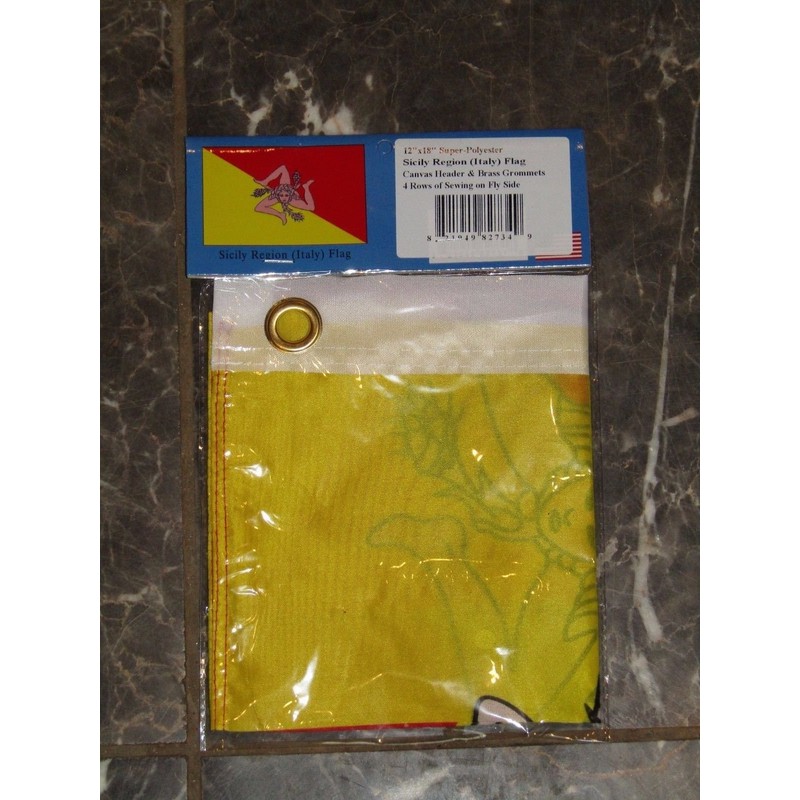 AES 12x18 12"x18" Country of Sicily Boat Motorcycle Flag Brass