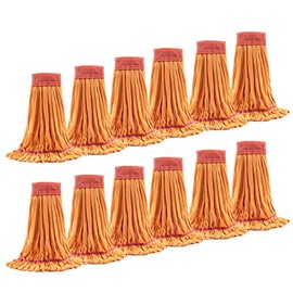 Matthew Cleaning Microfiber Tube Mop(Meduim,Orange,12Pack) Heavy Duty Mop Head Replacement,Excellent Absorbency,Premium launderability,Reusable,Loop end for Home,Commercial and Industrial Use