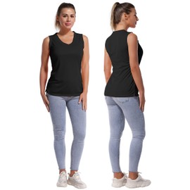 BUBBLELIME Women's UPF 50+ V Neck Tank Tops Soft Sleeveless Quick Dry - V-Neck_Black(1) Large