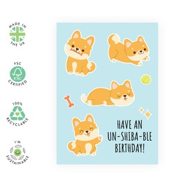 CENTRAL 23 Shiba Inu Birthday Cards for Men and Women - Have AN UN-SHIBA-BLE Birthday - Dog Birthday Cards for Fur Mom and Dad - Pet Owner Gifts for Him Her - Comes with Fun Stickers
