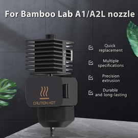 4-Pack Bamboo A1 mini/A1/A2L Hotend Kit, 0.2/0.4/0.6/0.8mm Hardened Steel Nozzle for Bambu Lab A1 Series/A2L, 3D Printer Print Head Replacement Nozzle for Bambu A1 Parts Precision&High-Speed Printing