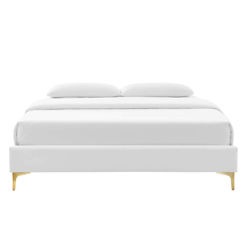 Modway MOD-6275-WHI Sutton Queen Performance Velvet Bed Frame, White