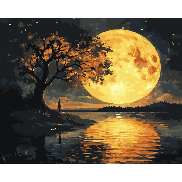 CaptainCrafts DIY Paint by Numbers for Adults Moonlight Painting Home