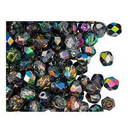Pack of 300 Fire Polished Czech Faceted Glass Beads Round 6 mm Vitrail Crystal