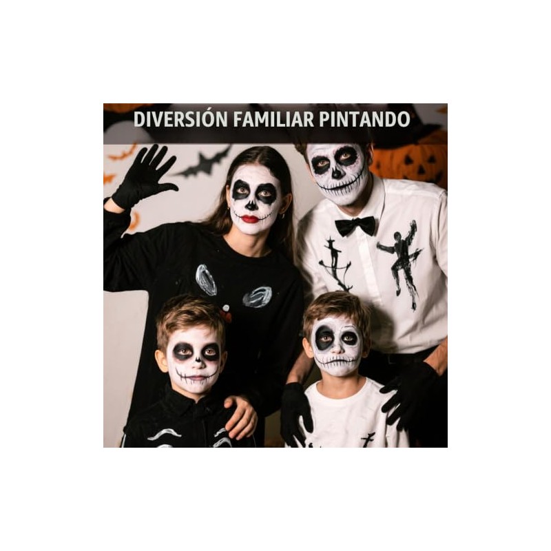 Erinde Pintura Profesional Para Rostro y Cuerpo, #Negro + Blanco