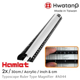 HWATANG Hamlet Optics 2X Ruler Typoscope Magnifier Optical Grade Acrylic Desk Reading Loupe Bar for Report Accountant (30cm & 12-inch)