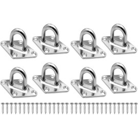 ZOYUBS Pad Eye Plate Diamond Pad Eye Diamond Eye Plate Diamond Eye Plate Rhombus Stainless Loop Matching Screws Wall Mounted Pad Eye for Ceiling Hanging 304 Stainless Steel Stainless Loop Hook Eye Durable Wall/Ceiling Mount Hook with 16 Screws Ceiling Hook U Shape Fixing Hardware Mounting Hardwares Corrosion Resistant Stops for High Strength Wood Door Cupboard Lights Shade Sail Sunshade Swing Hammock (5mm Thickness 8" per pack)