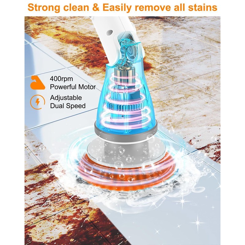 Genew Electric Scrubtastic Rechargeable Cordless Spin Scrubber 6 Head Car