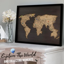 flinelife Cork World Push Pin Map,12X10, World Travel Map With Pins, Perfect For Couples or Retirement Gift